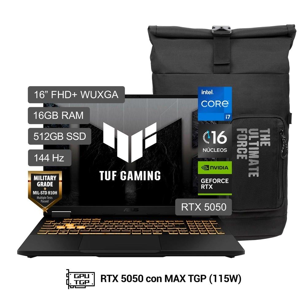 Laptop Asus TUF Gaming F16 16" Intel Core i7 14650HX 512GB SSD 16GB RAM RTX5050 FX608JHI-TU368W